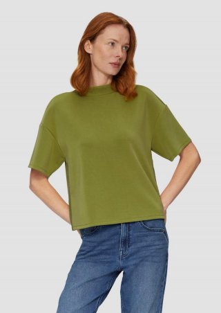 s.Oliver T-Shirt aus Scuba mit Logo-Tape im Relaxed Fit - guacamole