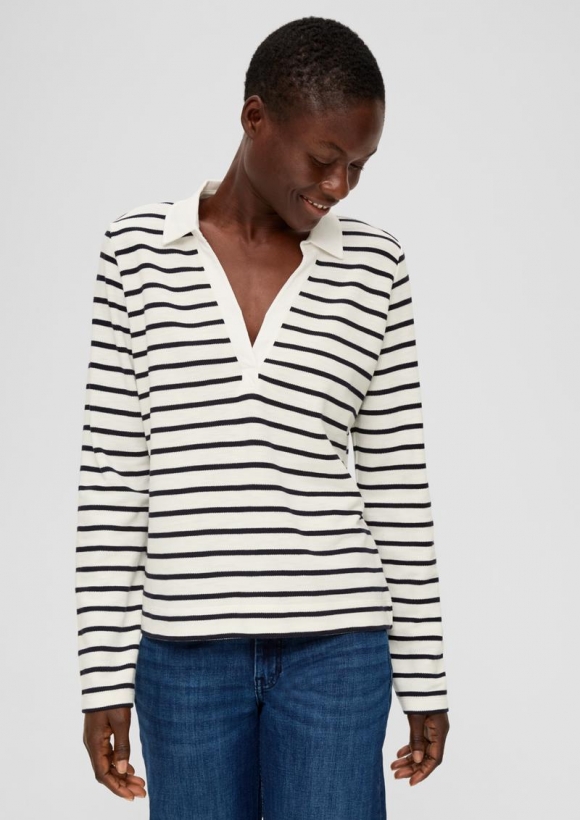 s.Oliver Longsleeve mit Streifenmuster - ecru