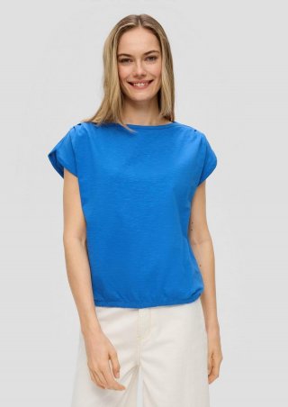 s.Oliver T-Shirt mit gerafften Ärmeln - royalblau