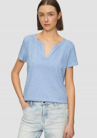 s.Oliver T-Shirt mit Flammgarnstruktur - hellblau