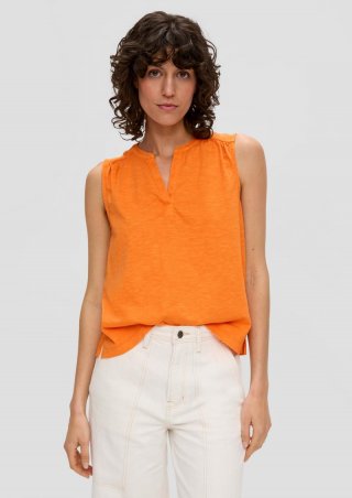 s.Oliver Ärmelloses Shirt mit Tunika-Ausschnitt und Garment Dye - orange