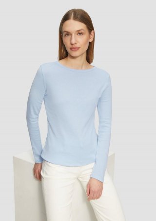 s.Oliver Baumwoll-Longsleeve im Slim Fit - hellblau