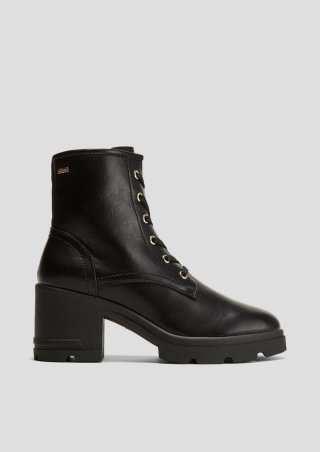 s.Oliver Stiefel mit Blockabsatz in Leder-Optik - schwarz