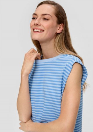 s.Oliver Gestreiftes Shirt im Relaxed Fit aus Interlock-Jersey - himmelblau