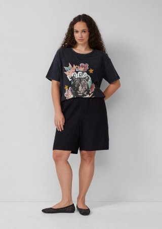 s.Oliver Shorts aus Leinen-Viskose-Mix - schwarz
