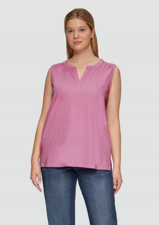 s.Oliver Ärmelloses Jersey-Shirt mit Raffung - rosa
