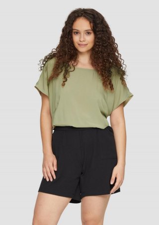 s.Oliver Oversized-Bluse mit überschnittenen Schultern und Teilungsnaht - helles olivgrün
