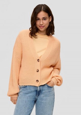 s.Oliver Strickjacke mit V-Ausschnitt - papaya