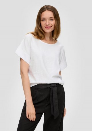s.Oliver Fabricmix-T-Shirt im Relaxed Fit - weiß