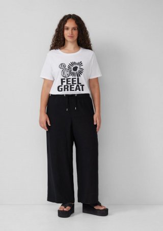 s.Oliver Wide Leg-Hose aus Leinenmix - schwarz