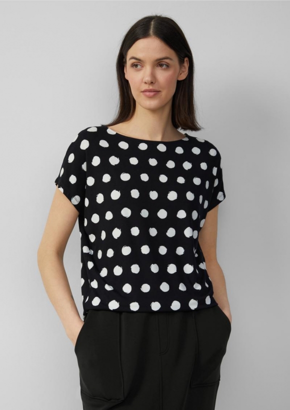 s.Oliver Viskosemix-T-Shirt im Relaxed Fit - schwarz