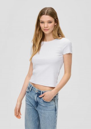 s.Oliver Cropped Top mit Rippstruktur - weiß