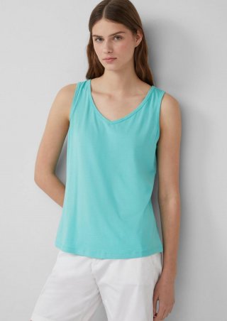 s.Oliver Jersey-Top mit Cut-out und Schleife - aquamarin