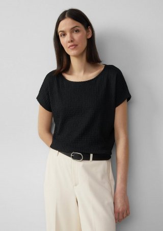 s.Oliver Relaxed-Fit-Shirt in Struktur-Optik - schwarz