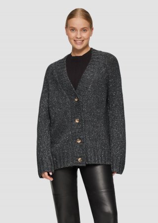 s.Oliver Oversized Cardigan mit Glitzergarn und Pailletten - dunkelgrau