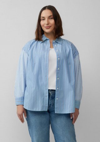 s.Oliver Popeline-Bluse im Relaxed Fit mit Streifenmix - royalblau