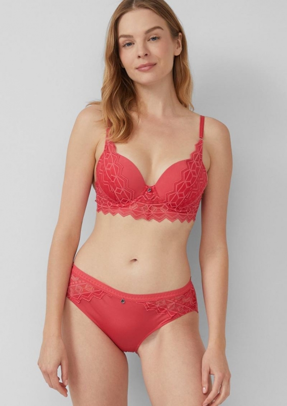 s.Oliver Push-up BH mit Spitzen-Detail - pink