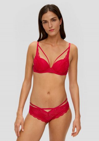s.Oliver Push-up-BH mit Spitzen-Details - rot