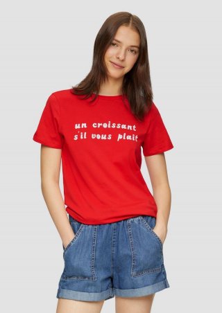 s.Oliver Jersey-T-Shirt im Relaxed Fit mit Frontprint - chilirot