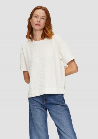 s.Oliver Sweatshirt mit Rundhalsausschnitt und strukturierter Oberfläche - creme
