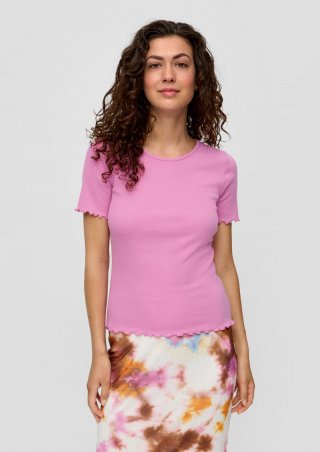 s.Oliver Elastisches T-Shirt im Slim Fit mit Rundhalsausschnitt - rosa