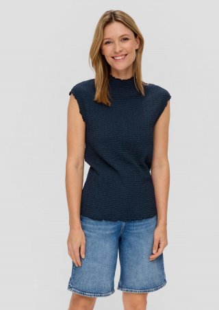 s.Oliver Jersey-Shirt im Slim Fit mit Musterstruktur - tiefblau