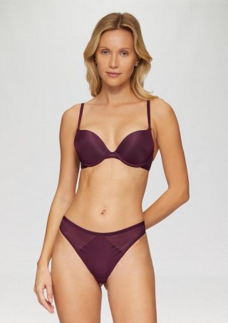s.Oliver Nahtloser String mit Mesh-Einsatz - aubergine