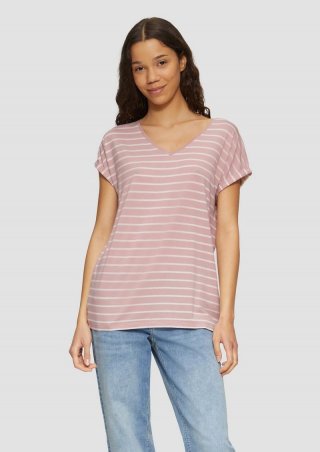 s.Oliver T-Shirt aus Modalmix mit Ringelmuster - perlmuttrosa