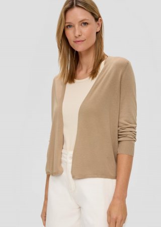 s.Oliver Strickjacke aus Viskose-Stretch mit Rippbündchen - beige