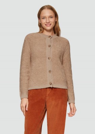 s.Oliver Strickjacke aus Teddy-Bouclé - hellbraun