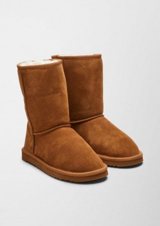 s.Oliver Gefütterte Velourslederstiefel - cognac