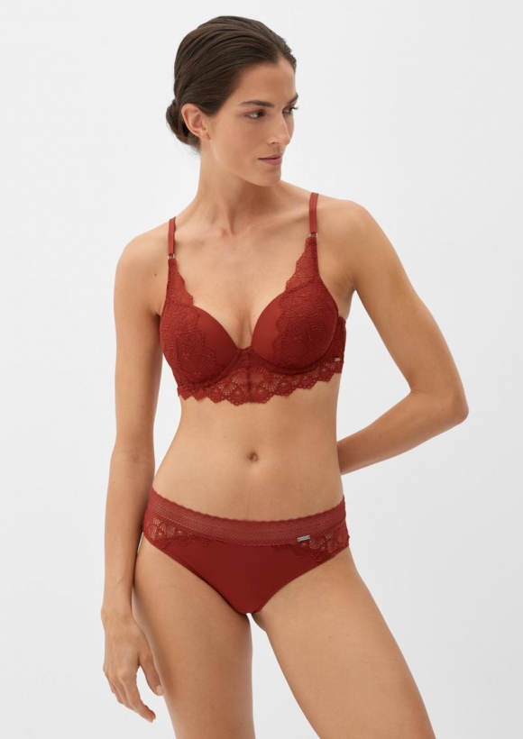 s.Oliver Push-Up BH mit Spitzendetails - rubinrot