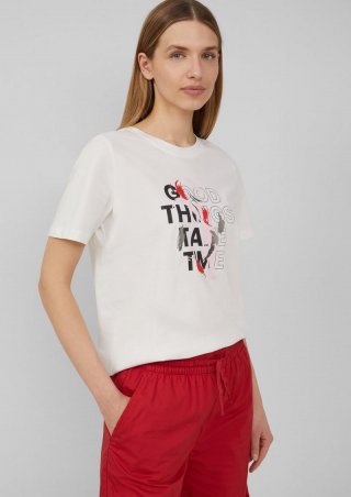 s.Oliver Jerseyshirt aus Baumwolle mit Stickerei - ecru
