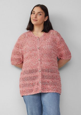 s.Oliver Ajour-Strickjacke mit Glitzereffekt - preiselbeere