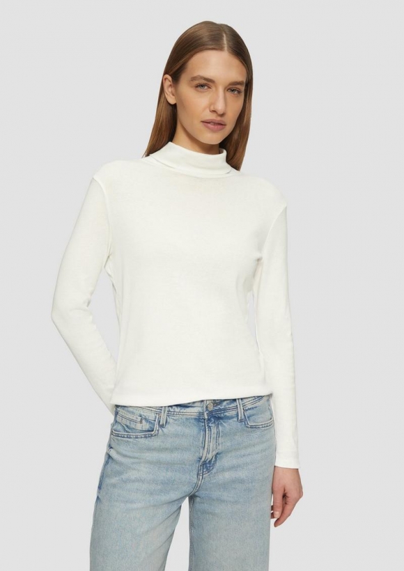 s.Oliver Elastisches Langarmshirt mit Rollkragen - creme