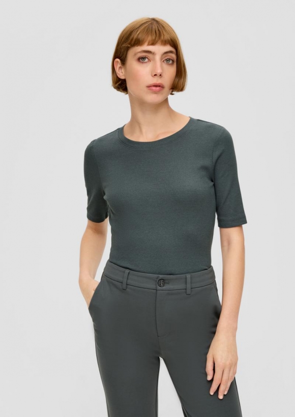 s.Oliver T-Shirt aus Baumwollstretch - olivgrün