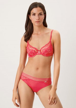 s.Oliver Slip mit Materialmix - mohnrot