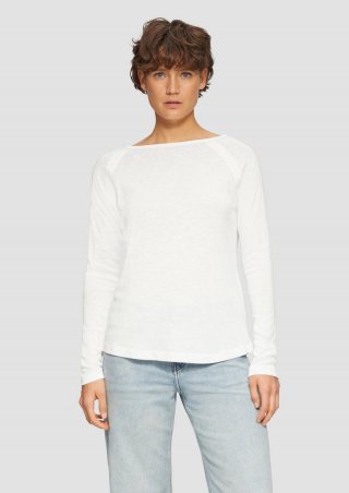 s.Oliver Langarmshirt mit Raglanärmeln und Flammgarnstruktur - ecru