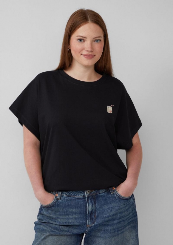 s.Oliver T-Shirt im Loose Fit - schwarz