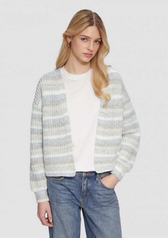 s.Oliver Weiche Oversized-Strickjacke aus Chenille-Garn - minze