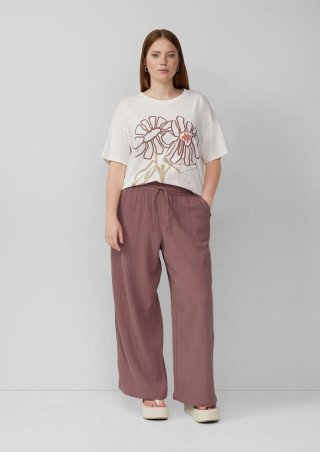 s.Oliver Musselin-Hose mit weitem Bein - aubergine