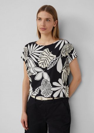 s.Oliver Elastisches T-Shirt aus Viskosestretch im Relaxed Fit - schwarz