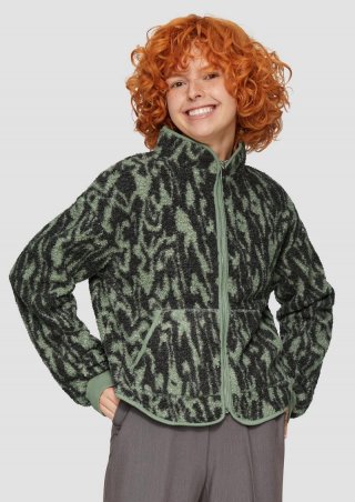 s.Oliver Teddyjacke mit All-over-Print - salbeigrün