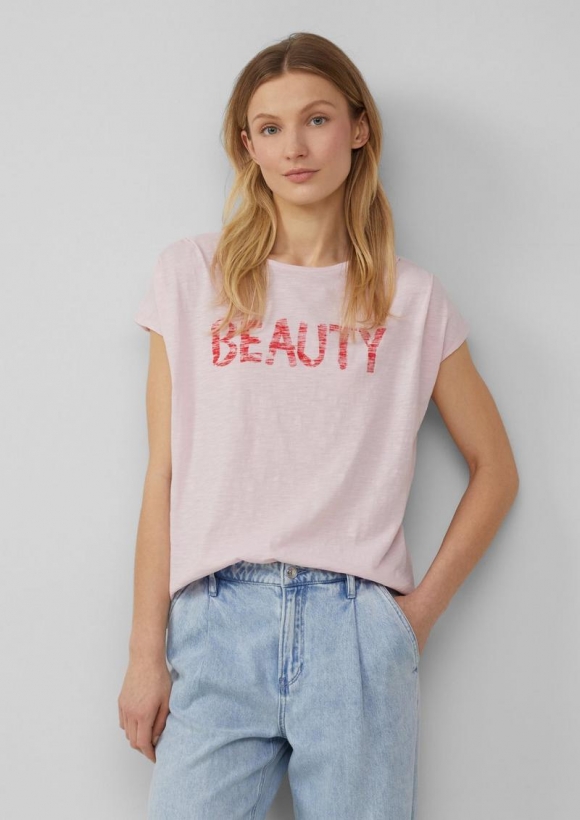 s.Oliver Ärmelloses T-Shirt im Relaxed Fit mit Frontprint - zartrosa