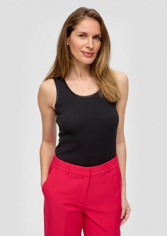 s.Oliver Tanktop mit Satin-Detail - schwarz