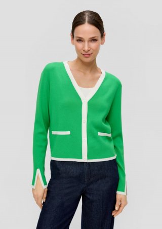 s.Oliver Strickjacke mit Kontrast-Details - grün