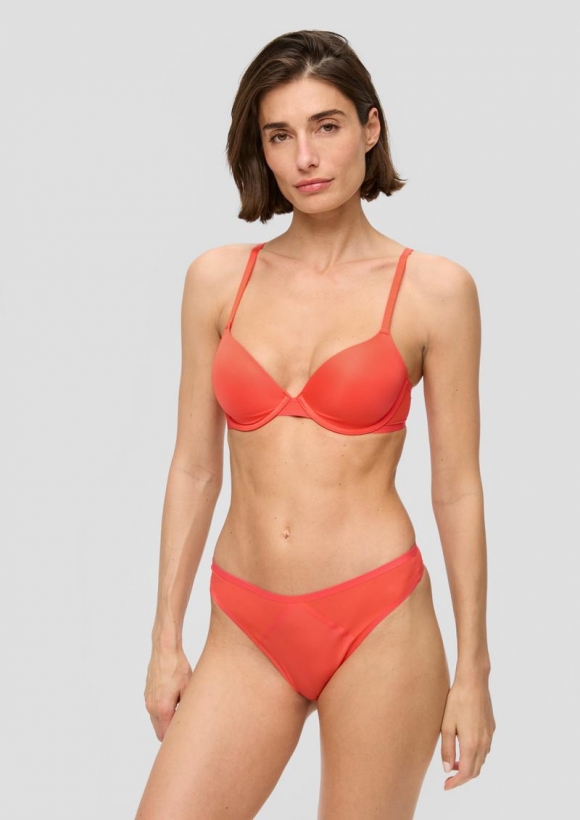 s.Oliver Nahtloser String mit Mesh-Einsatz - orange