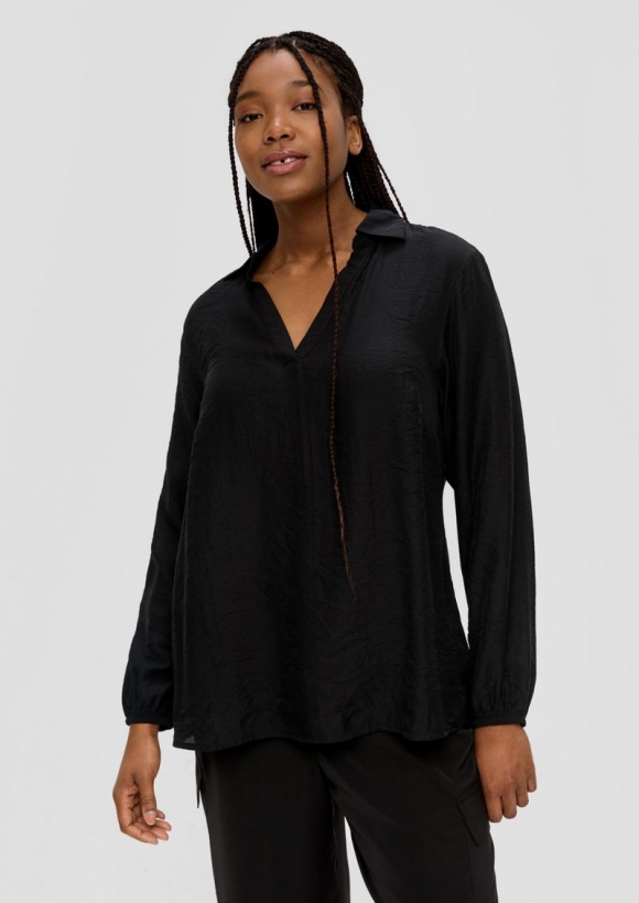 s.Oliver Hemdbluse mit Dobby-Struktur - schwarz