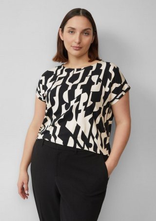 s.Oliver T-Shirt im Relaxed Fit mit Herz-Stickerei - schwarz