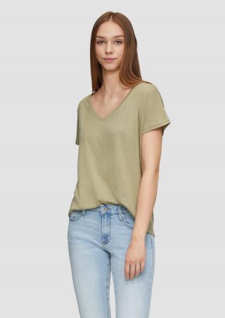 s.Oliver T-Shirt aus Leinenmix im Relaxed Fit - helles olivgrün